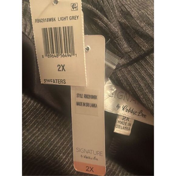 ROBBIE BEE Plus Size 2X grey Cowlneck Knit sweater Dress - Picture 9 of 9